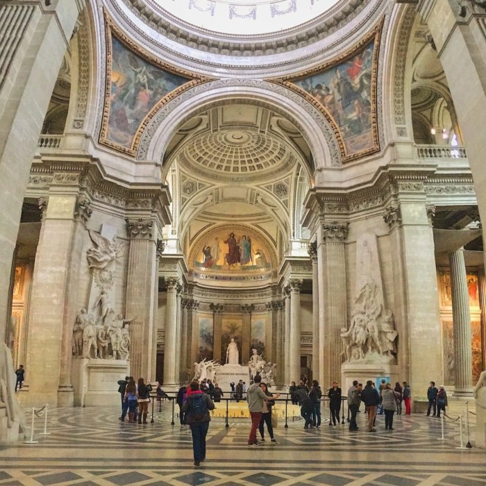 pantheon in paris cupola tourists visiting the monument
