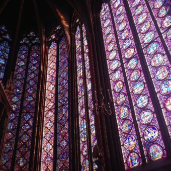 sainte chapelle stained glass windows in the sun