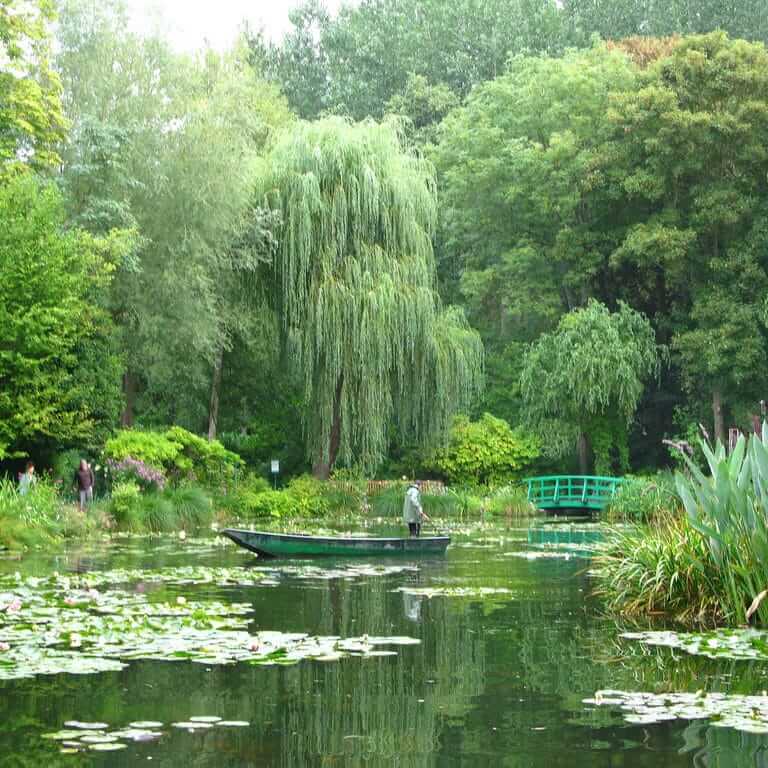 giverny water lilies pond with the japanese green bridge