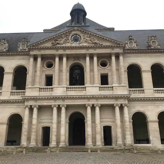 invalides courtyard with statue of napoleon